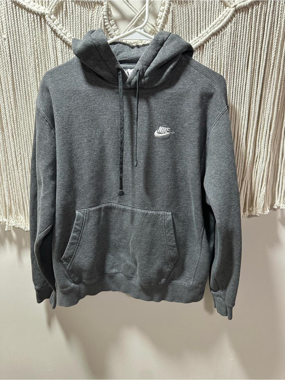 Nike Gray Pullover Hoodie with White Swoosh